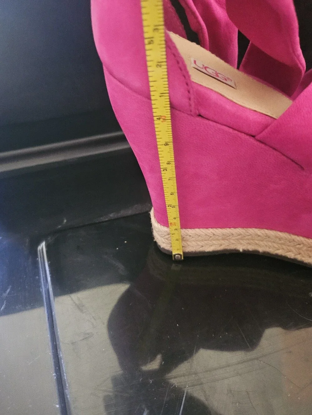 Ugg Pink Espadrille Wedge Sandals with Ankle Tie Size 8
